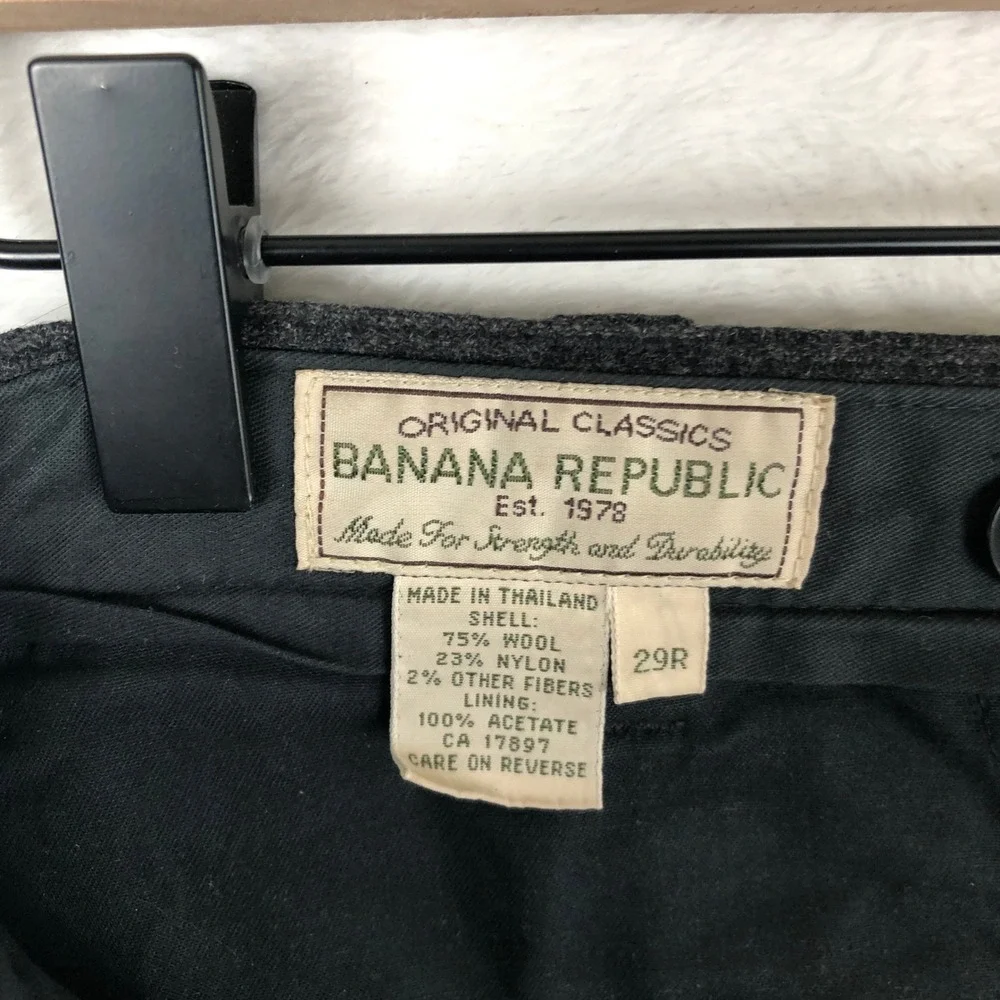 VTG BANANA REPUBLIC Original Classics Wool Blend Trousers Men's 29R Gray Flat